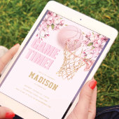 バスケットボール ラグジュアリー ガール 誕生日 ピンク ゴールド 招待状