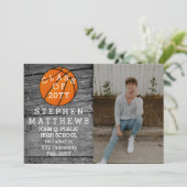バスケットボール ラスティック フォト 卒業アナウンスメント 招待状 (スタンド正面)