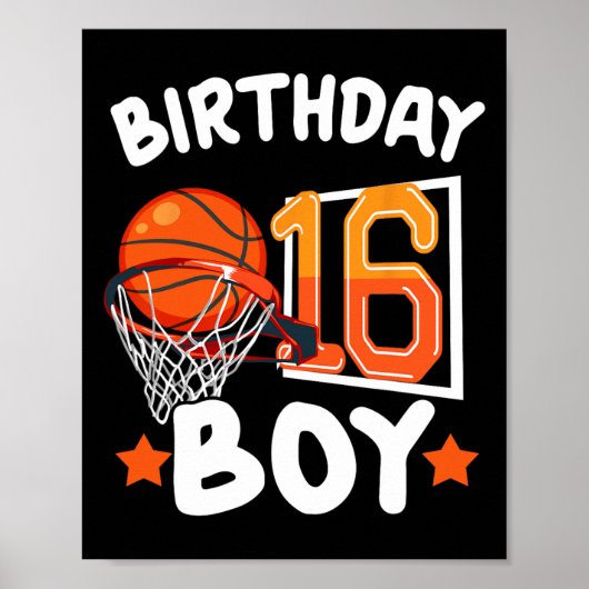 バスケットボール 僕16歳 16歳の誕生日 おとこのこ 飾り ポスター (正面)