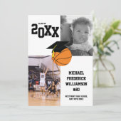 バスケットボール 卒業 スポーツ モノクロ 招待状 (スタンド正面)