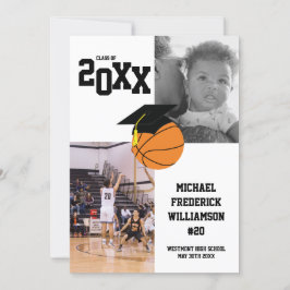 バスケットボール 卒業 スポーツ モノクロ 招待状