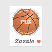 バスケットボール、名前（白）、2行タイプ シール (シート)