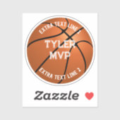 バスケットボール、子の名前、MVP/番号、2つの文字ライン シール (シート)