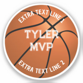 バスケットボール、子の名前、MVP/番号、2つの文字ライン シール