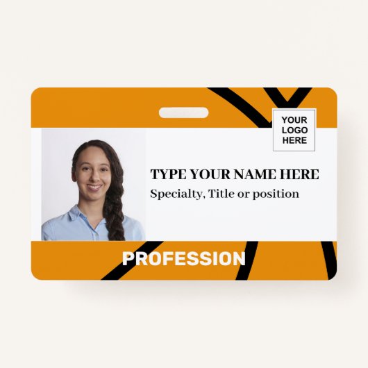 バスケットボール |従業員 |写真、バーコード、ロゴ バッジ (正面)