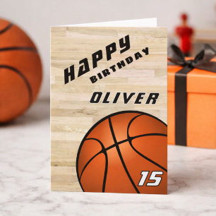 バスケットボール 木製フロア スポーツ お誕生日おめでとう カード