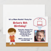 バスケットボール 誕生日パーティー 招待状 (正面/裏面)