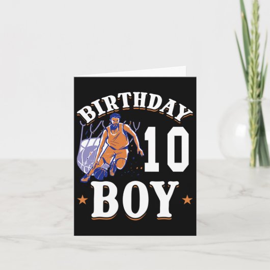 バスケットボール – 誕生日少年10歳誕生日 カード (正面)