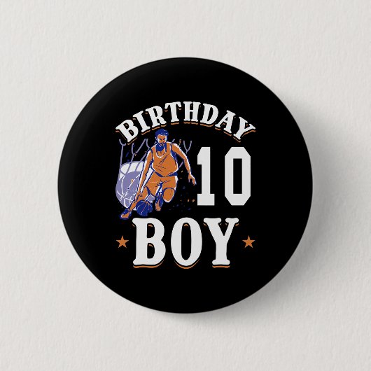 バスケットボール – 誕生日少年10歳誕生日 缶バッジ (正面)