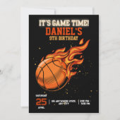 バスケットボール 誕生日 ご招待 編集可能なバスケットボール 招待状 (正面)