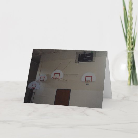 「バスケットボール、誰か?」誕生日カード カード (正面)