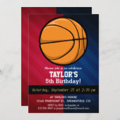 バスケットボール;赤、白、および青 招待状 (正面/裏面)