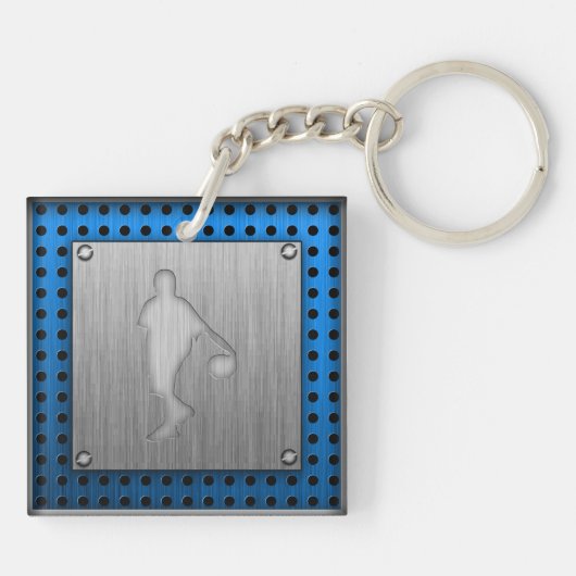 バスケットボール; 金属一見 キーホルダー (裏面)