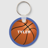 バスケットボール、青の白の名前 キーホルダー (正面)