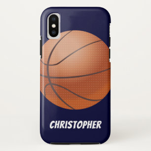 バスケットボール,青,名パーソナライズされた前 iPhone X ケース
