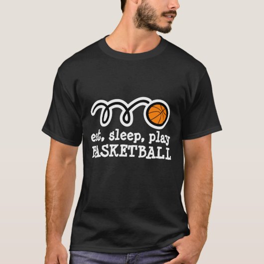 バスケットボール 食事 睡眠 遊び Tシャツ メンズ＆レディース (正面)