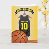 バスケットボール 黒 黄色 ユニフォーム 誕生日 カード (黄色い花)