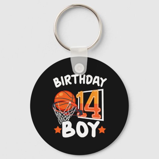 バスケットボール 14歳の誕生日おめでとう少年 装飾 キーホルダー (正面)