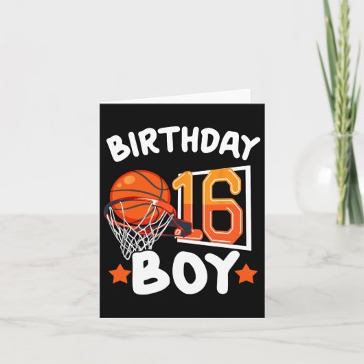 バスケットボール 16歳 16歳の誕生日 おとこのこ 飾り カード (正面)