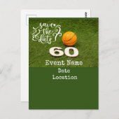 バスケットボール 60歳の誕生日 ボール付き Save the Date ポストカード (正面/裏面)