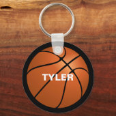 バスケットボール、DIY名(白、黒) キーホルダー (正面)