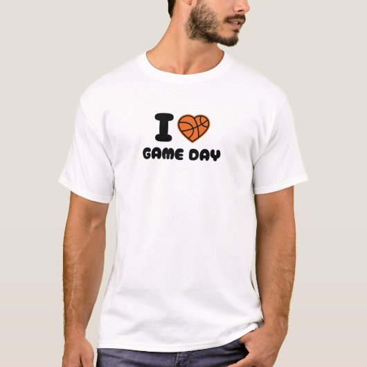 バスケットボール I ❤️ 試合の日 I LOVE HEART 試合の日 Tシャツ (正面)