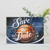 バスケットボール Save the date：コートでのバスケットボール 招待状 (スタンド正面)