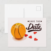 バスケットボール Save the Date 結婚式 インビテーションポストカード (正面/裏面)