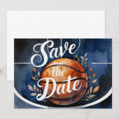 バスケットボール Save the date with バスケットボールコート 招待状 (正面/裏面)