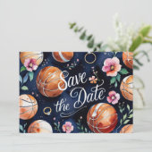 バスケットボール Save the date with バスケットボールコート 招待状 (スタンド正面)