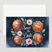バスケットボール Save the date with バスケットボールコート 招待状 (正面/裏面)