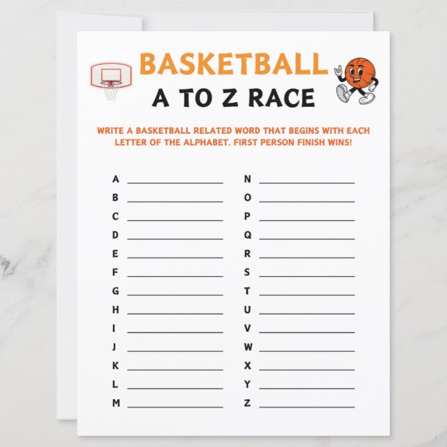 バスケットボールA対Zのレースゲーム (正面)