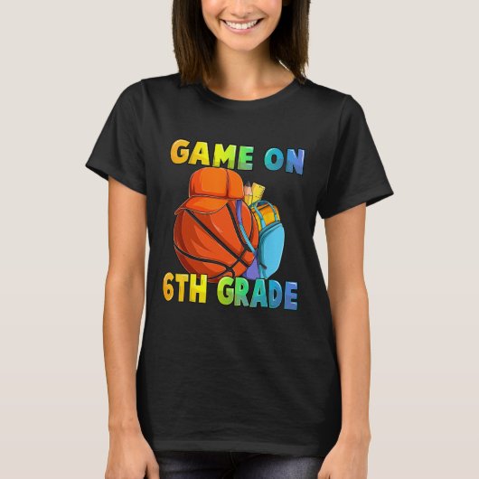 バスケットボールB学校の6年生1日目の試合 Tシャツ (正面)