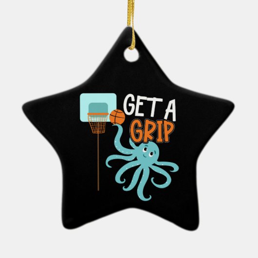 バスケットボールGet a Grip Octopus引用文 セラミックオーナメント (裏面)