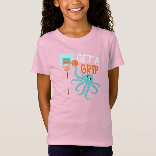 バスケットボールGet a Grip Octopus引用文 Tシャツ (正面)