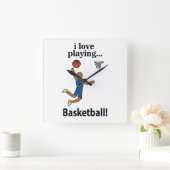 バスケットボールI Love 遊's Basketball スクエア壁時計 (ホーム)