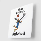 バスケットボールI Love 遊's Basketball スクエア壁時計 (傾斜)