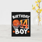 バスケットボールIm 14歳14誕生日ボーイデコール カード (黄色い花)