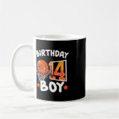 バスケットボールIm 14歳14誕生日ボーイデコール コーヒーマグカップ (左)