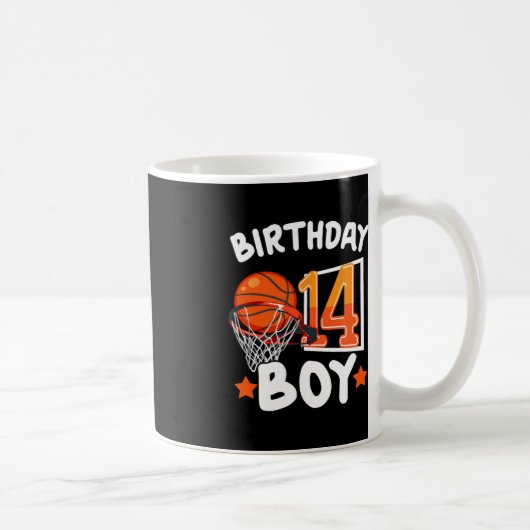 バスケットボールIm 14歳14誕生日ボーイデコール コーヒーマグカップ (右)