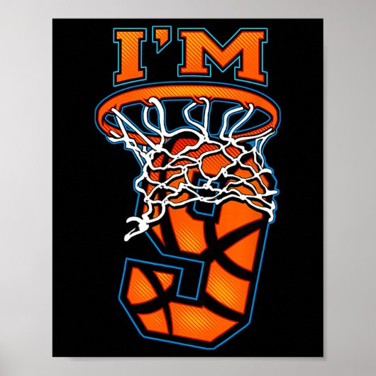 バスケットボールI'm 9 Boy Girl 9誕生日 ポスター (正面)