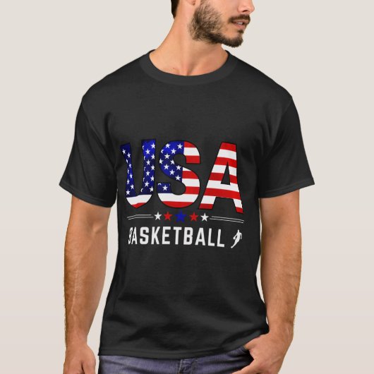 バスケットボールUsaサポートチームバスケットボールラバーUsa F Tシャツ (正面)