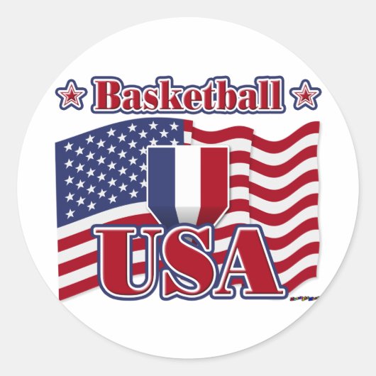 バスケットボールUSA ラウンドシール (正面)