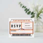 バスケットボールVIP返信カードバーバルミツワー 招待状 (スタンド正面)