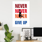 バスケットボ与えットボールアップレッドイエロー成功プリント ポスター (ホームオフィス)