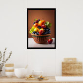 バスケットポスターに載った果物 ポスター (キッチン)