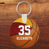 バスケットマルーン金ゴールド女子スクールチームカラー キーホルダー (正面)