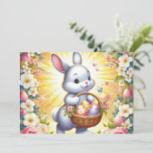 バスケット付きのイースターバニー 招待状 (スタンド正面)