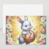 バスケット付きのイースターバニー 招待状 (正面/裏面)