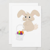 バスケット付きイースターバニー 招待状 (正面/裏面)
